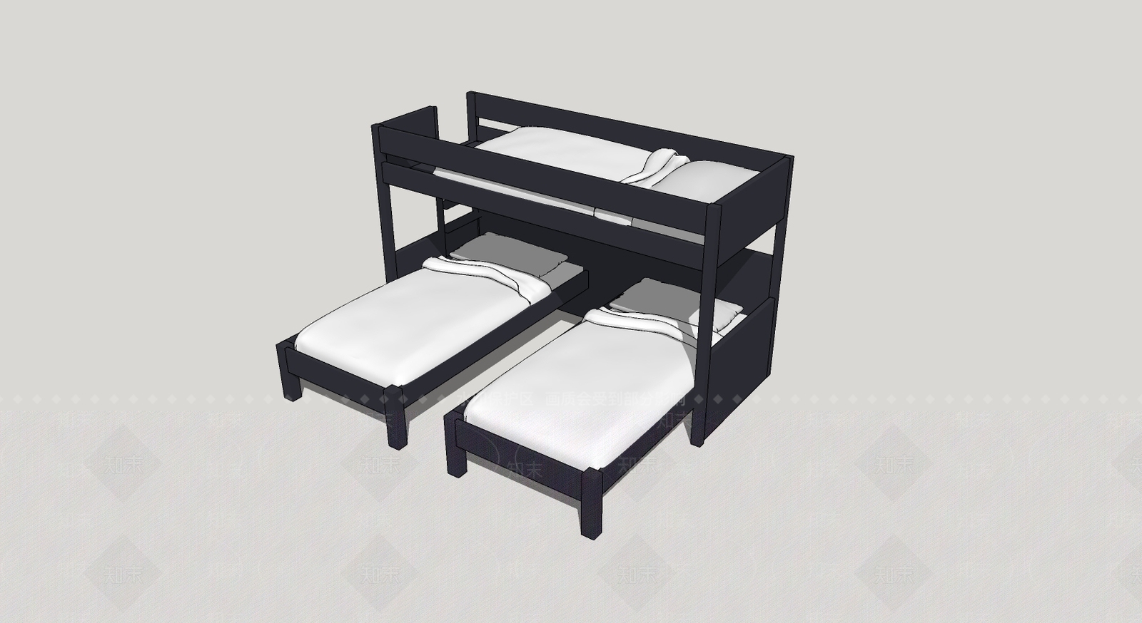现代双层床SU模型下载【ID:598879430】