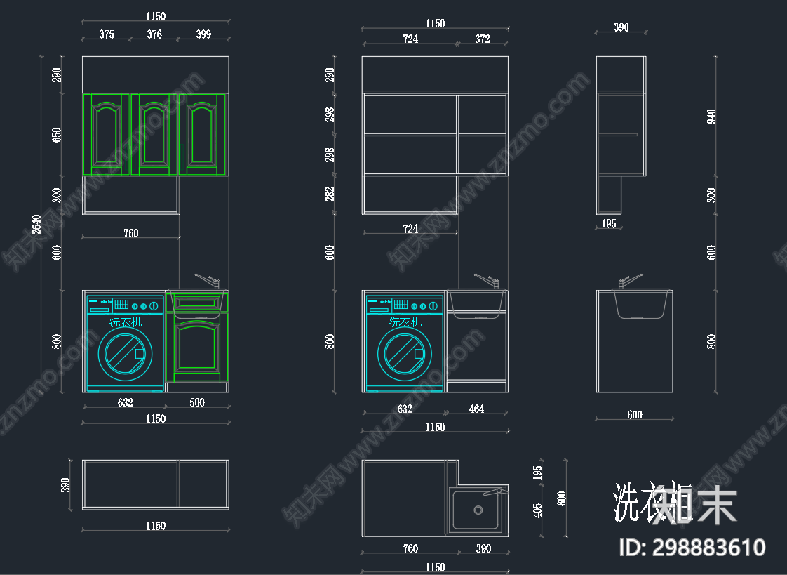 现代衣柜cad施工图下载【ID:298883610】