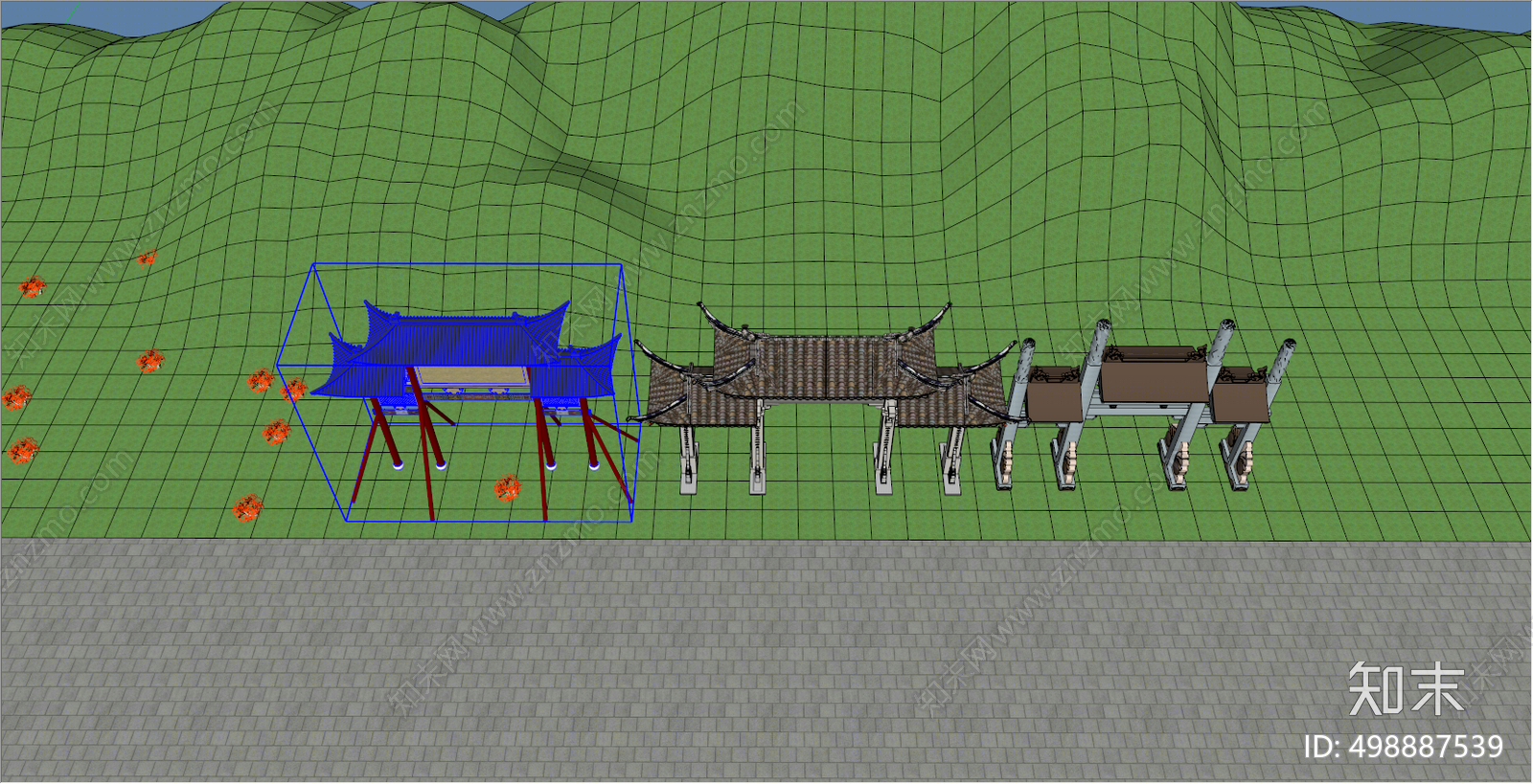 中式牌坊牌楼SU模型下载【ID:498887539】