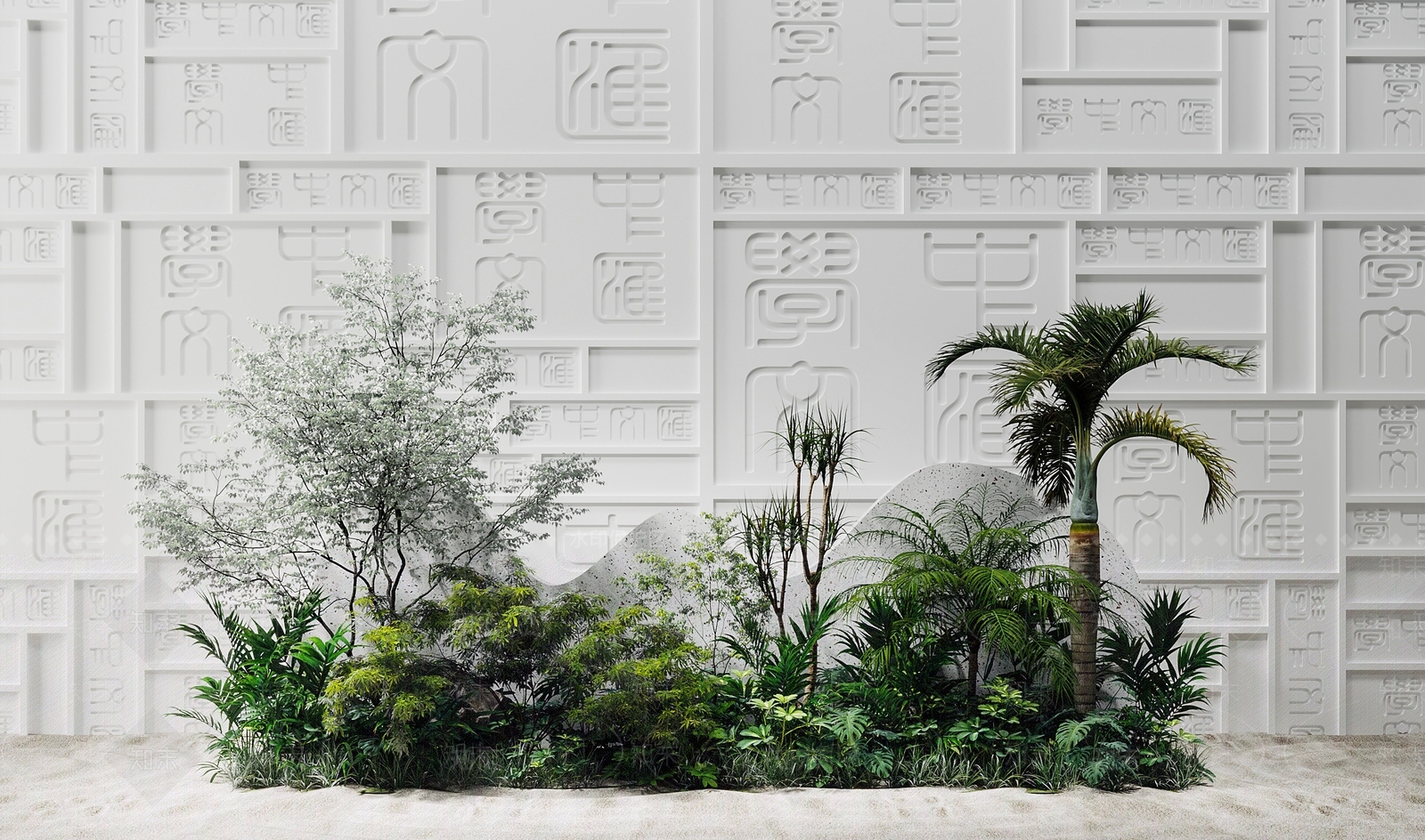 现代植物堆3D模型下载【ID:398913543】