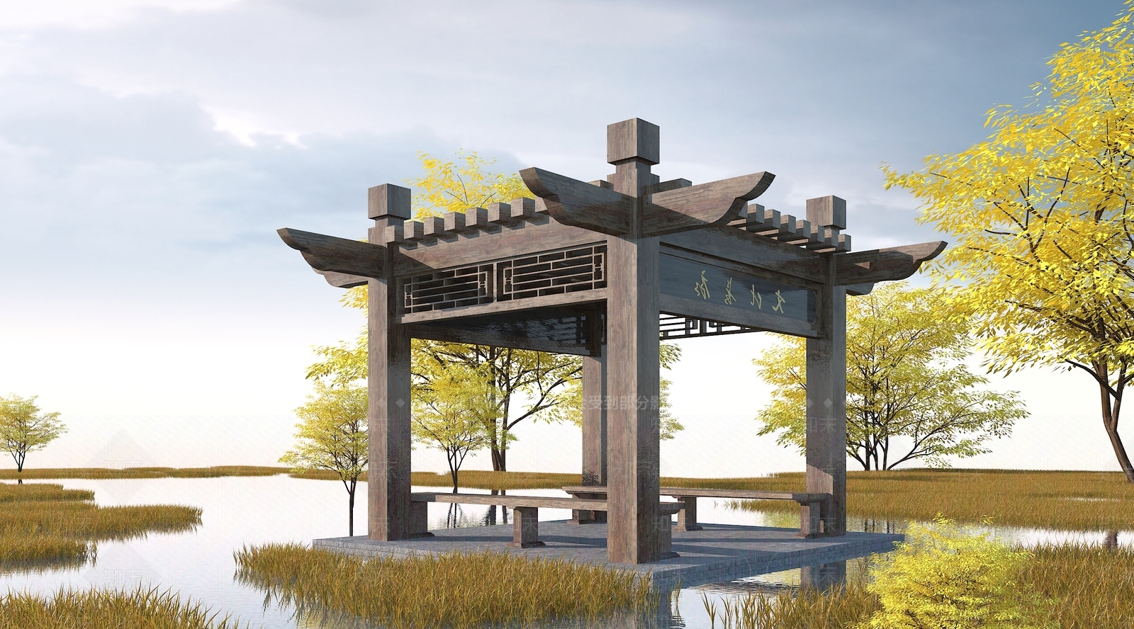 中式亭子3D模型下载【ID:698898084】