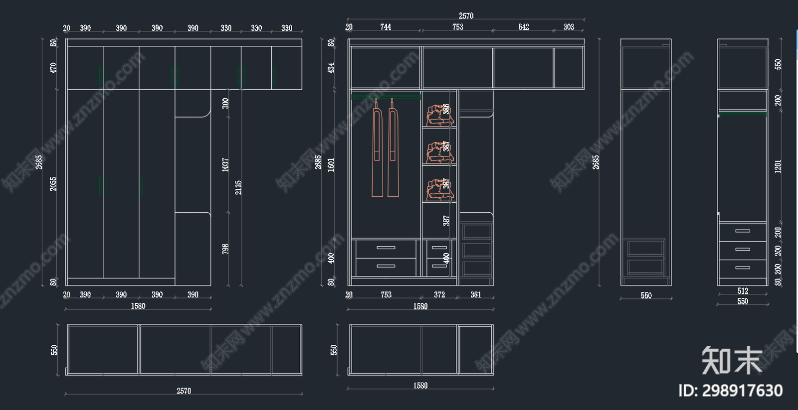 现代家具cad施工图下载【ID:298917630】