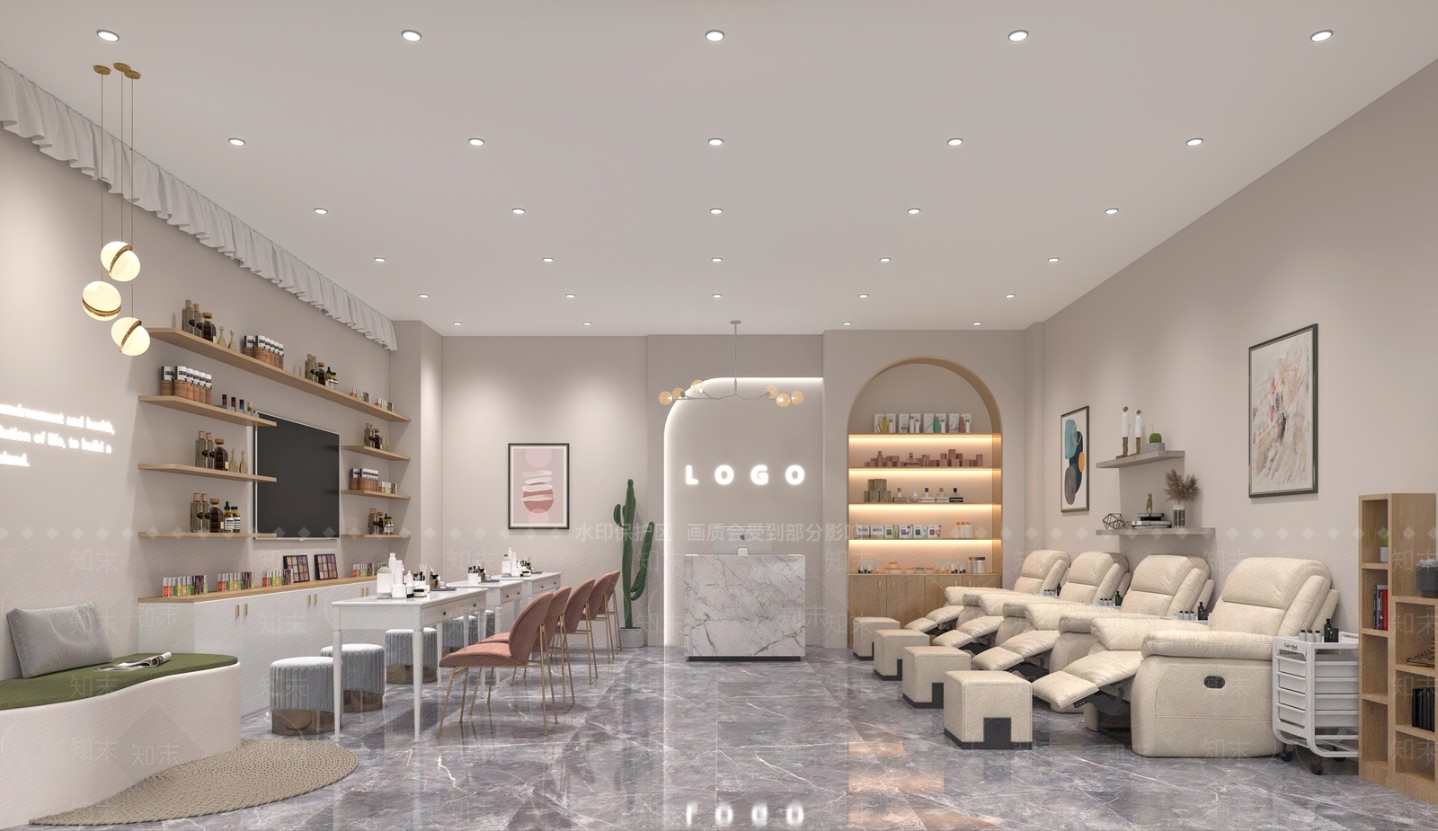 现代美容美甲店3D模型下载【ID:398924412】
