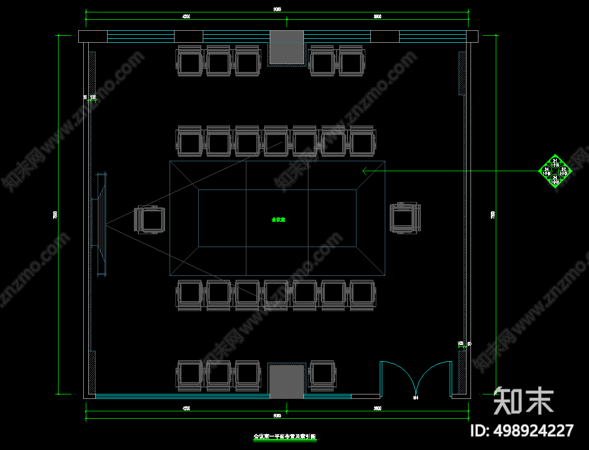 现代会议室cad施工图下载【ID:498924227】