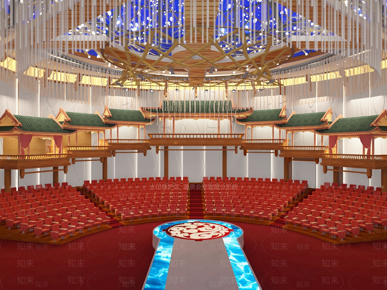 新中式报告厅3D模型下载【ID:798958821】