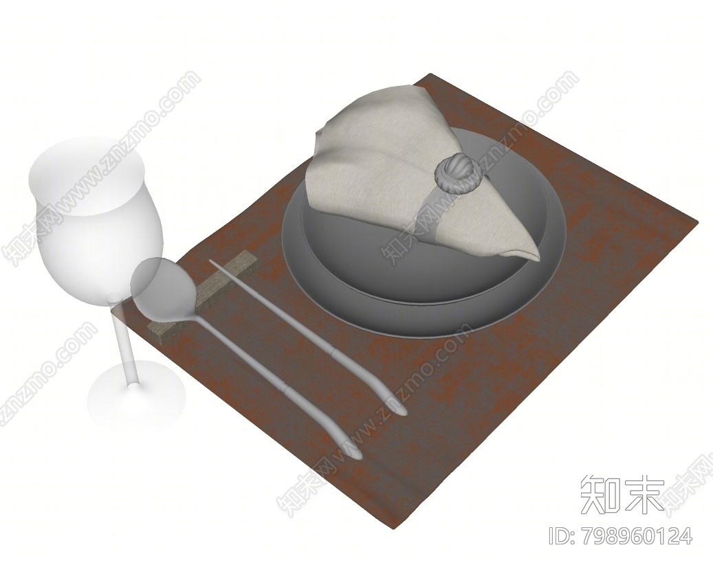 现代餐具SU模型下载【ID:798960124】