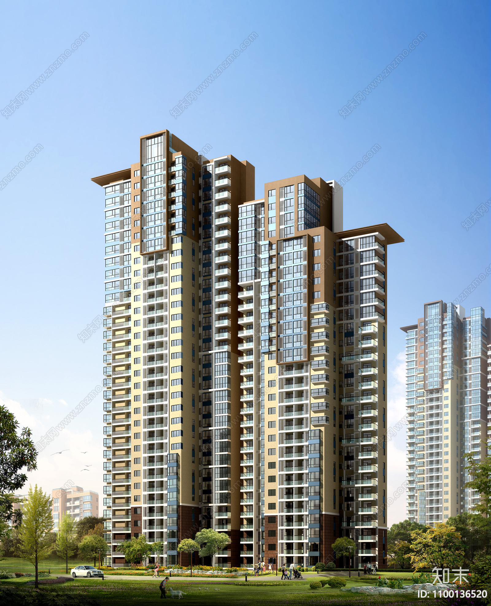 现代鸟瞰小区建筑施工图下载【ID:1100136520】