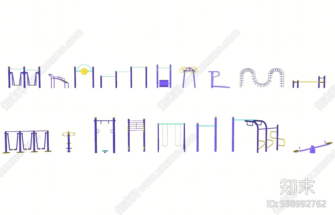 现代公园运动器材SU模型下载【ID:598992762】