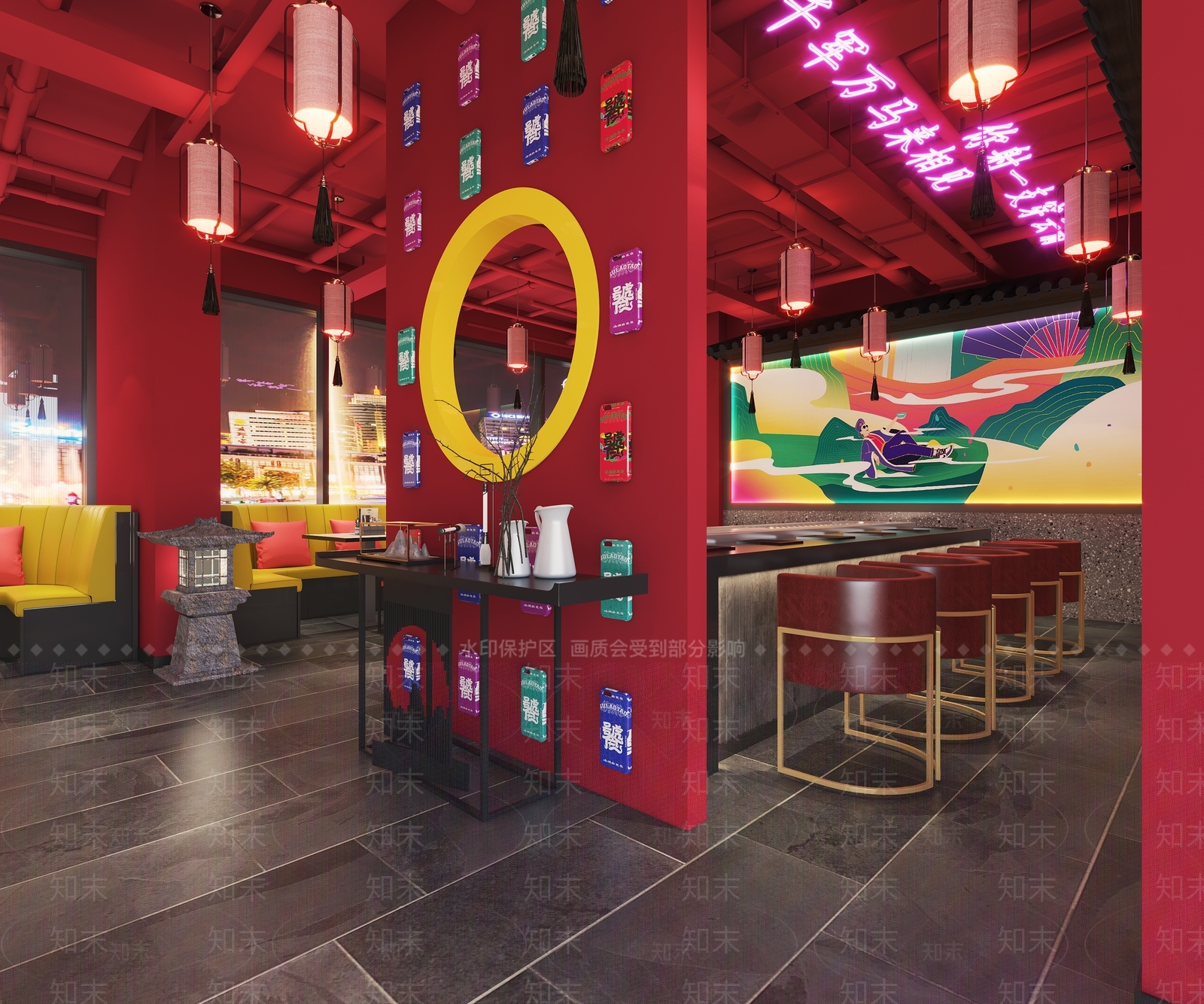 工业风国潮火锅店3D模型下载【ID:398999269】
