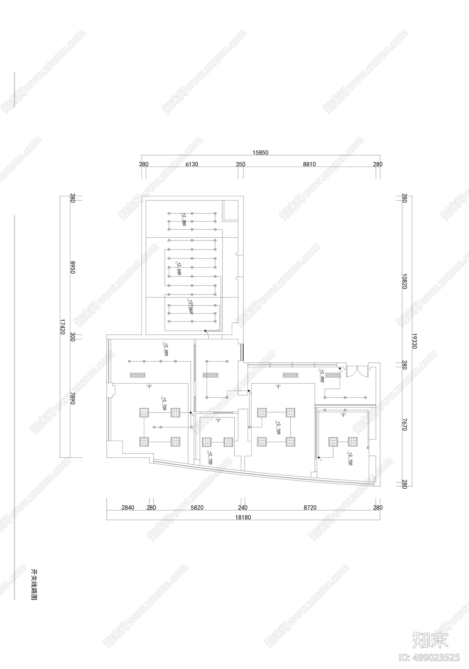 现代办公空间cad施工图下载【ID:499023525】