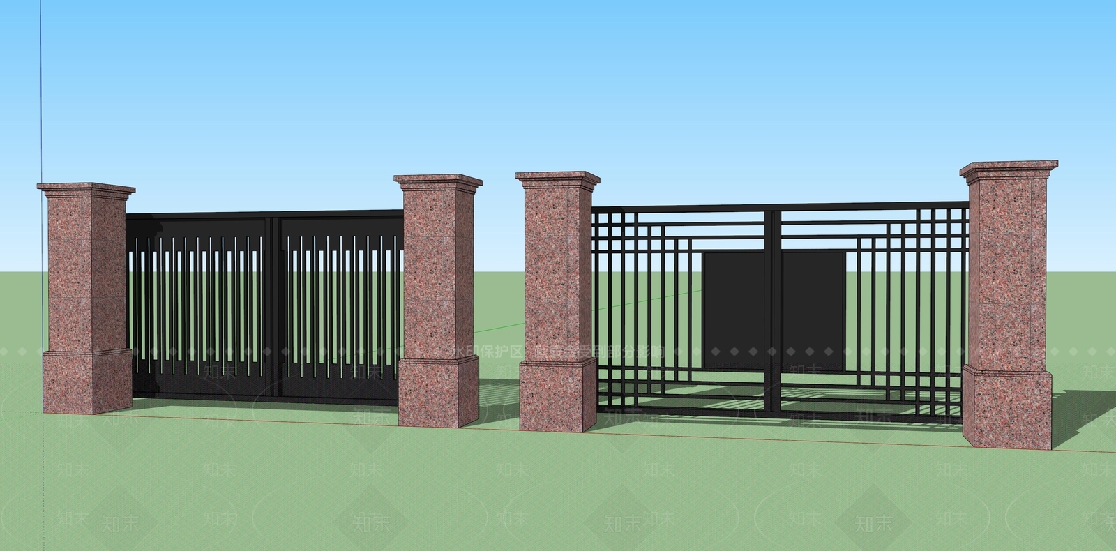 现代景墙围墙大门SU模型下载【ID:799023009】