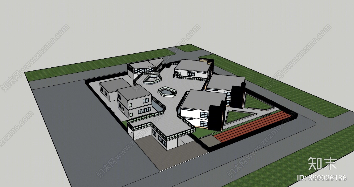 现代幼儿园SU模型下载【ID:899026136】