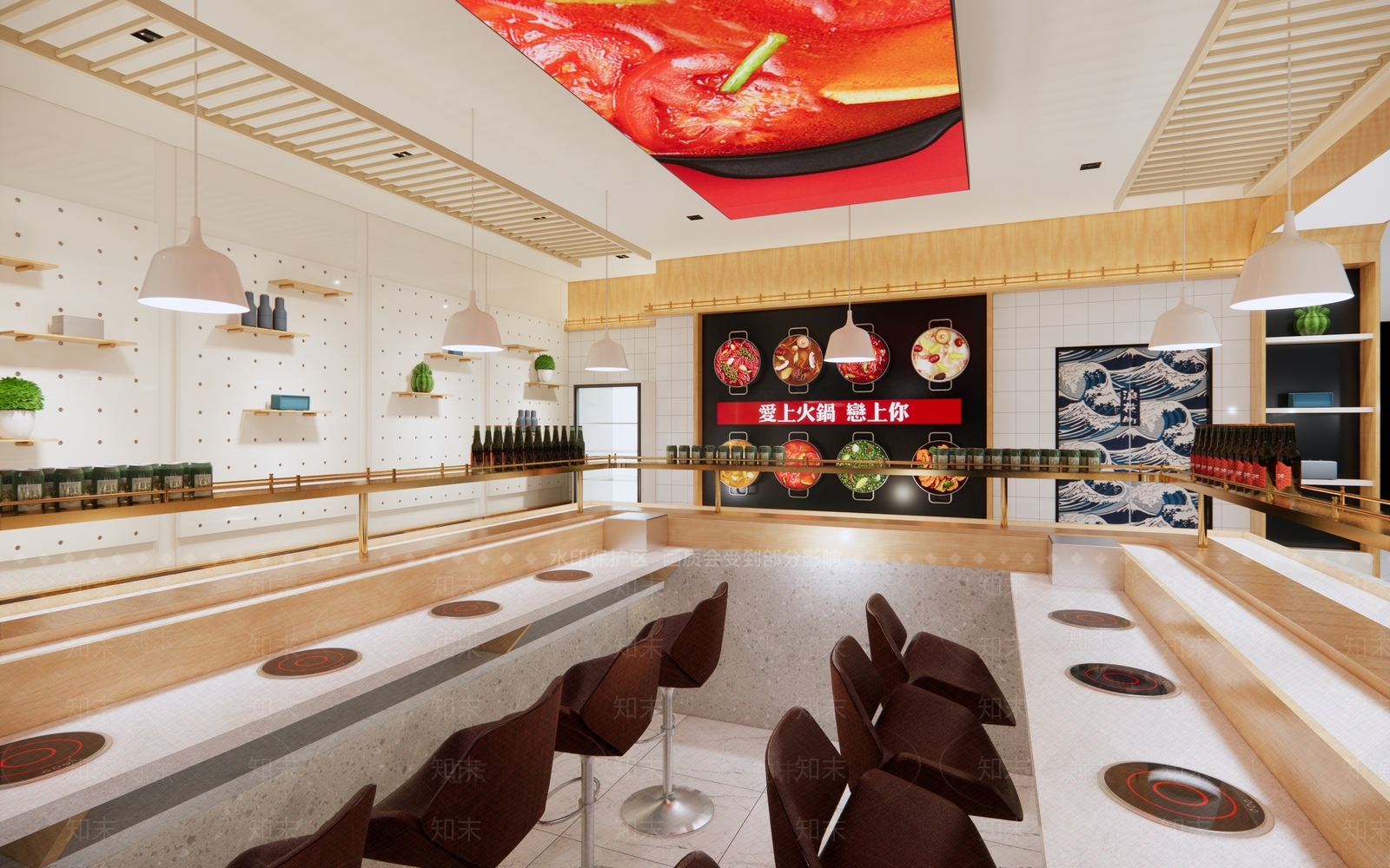 现代风格回转火锅店SU模型下载【ID:899029814】