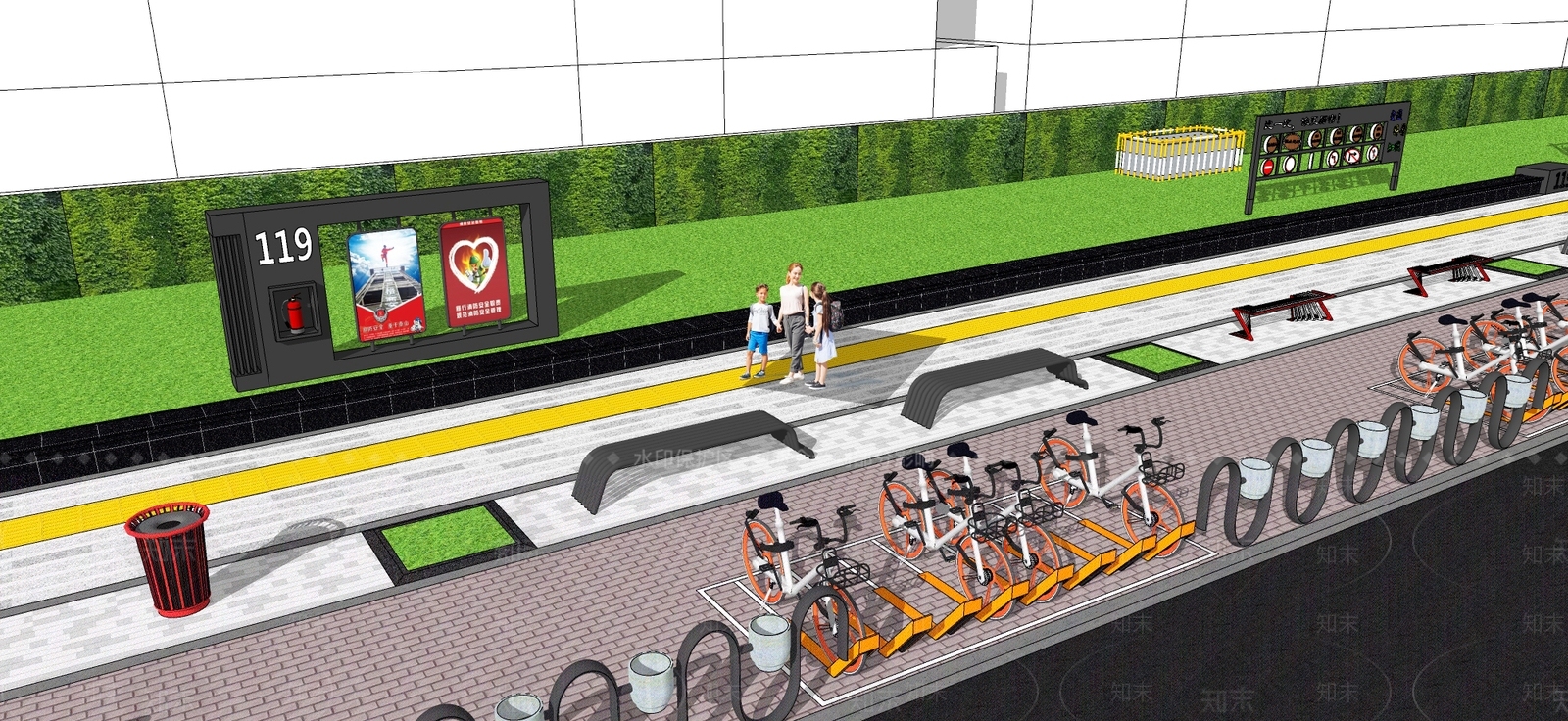 现代市政规划道路设计景观SU模型下载【ID:799031368】