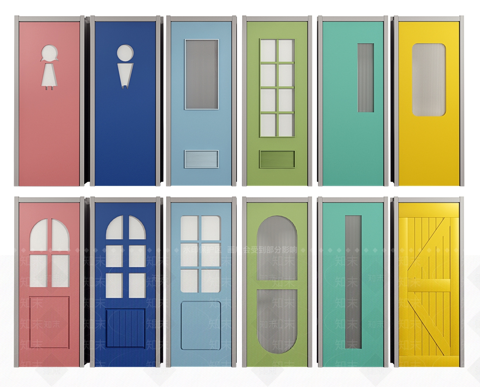 现代幼儿园室内单开门3D模型下载【ID:699032741】