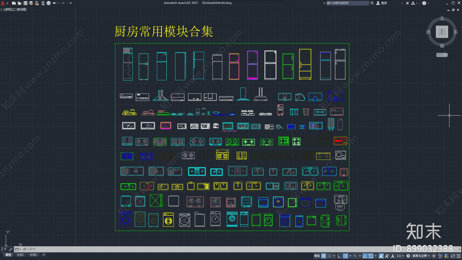 厨房常用模块cad施工图下载【ID:899032388】