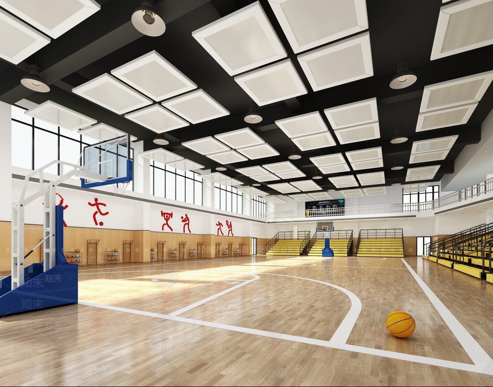现代室内篮球场3D模型下载【ID:399033866】
