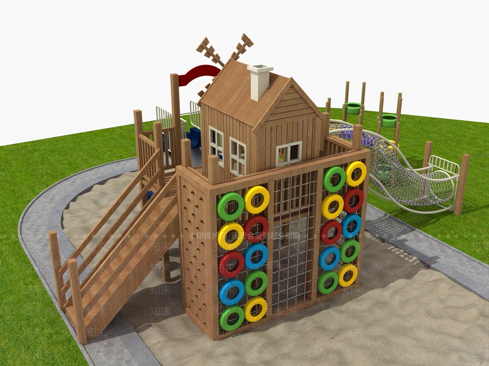 现代儿童滑梯3D模型下载【ID:999045281】