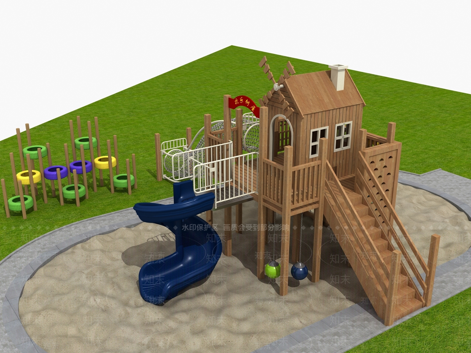 现代儿童滑梯3D模型下载【ID:999045281】