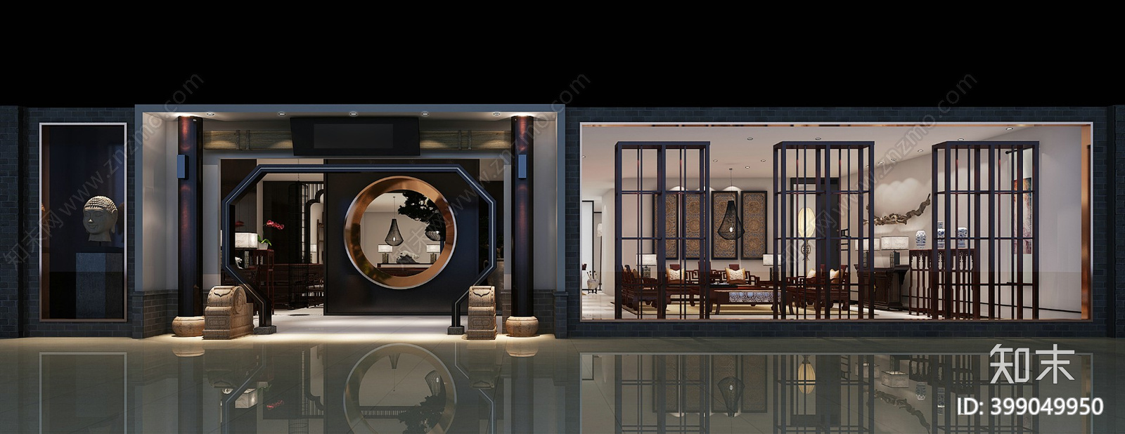 中式家具专卖店展厅cad施工图下载【ID:399049950】