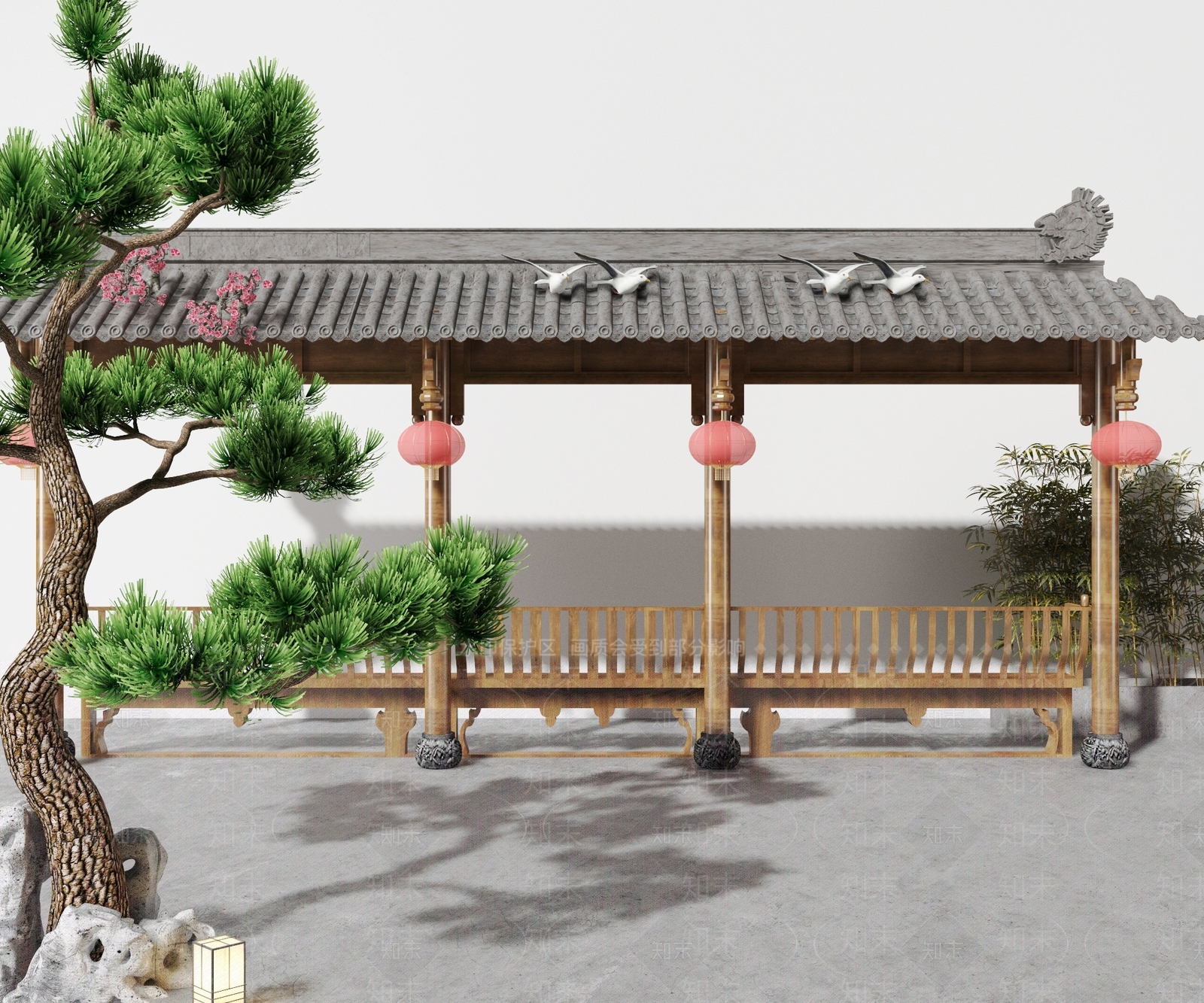 新中式亭子3D模型下载【ID:799054592】