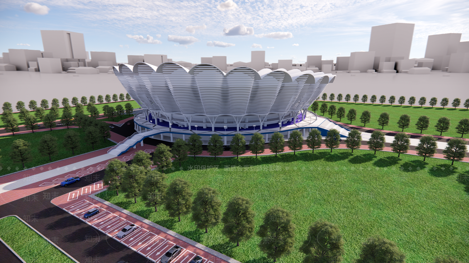 现代体育建筑SU模型下载【ID:499084933】