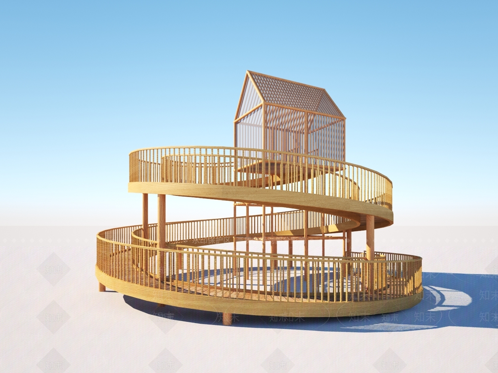中式幼儿园小木屋3D模型下载【ID:199097078】
