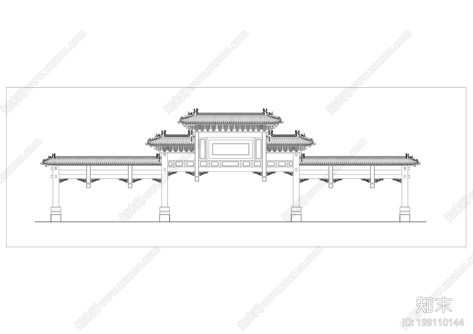 中式古牌坊cad施工图下载【ID:199110144】