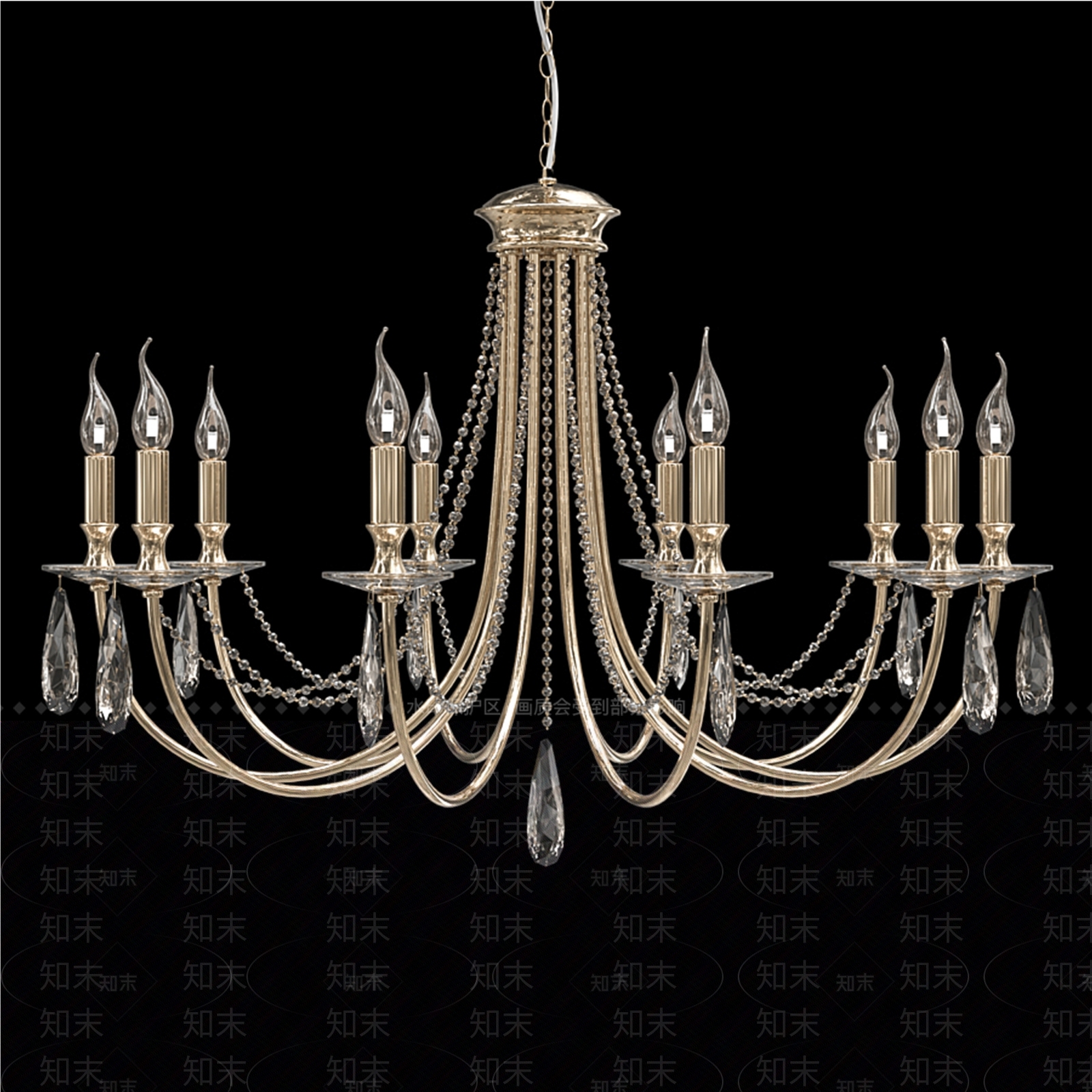 欧式古典吊灯3D模型下载【ID:599111895】