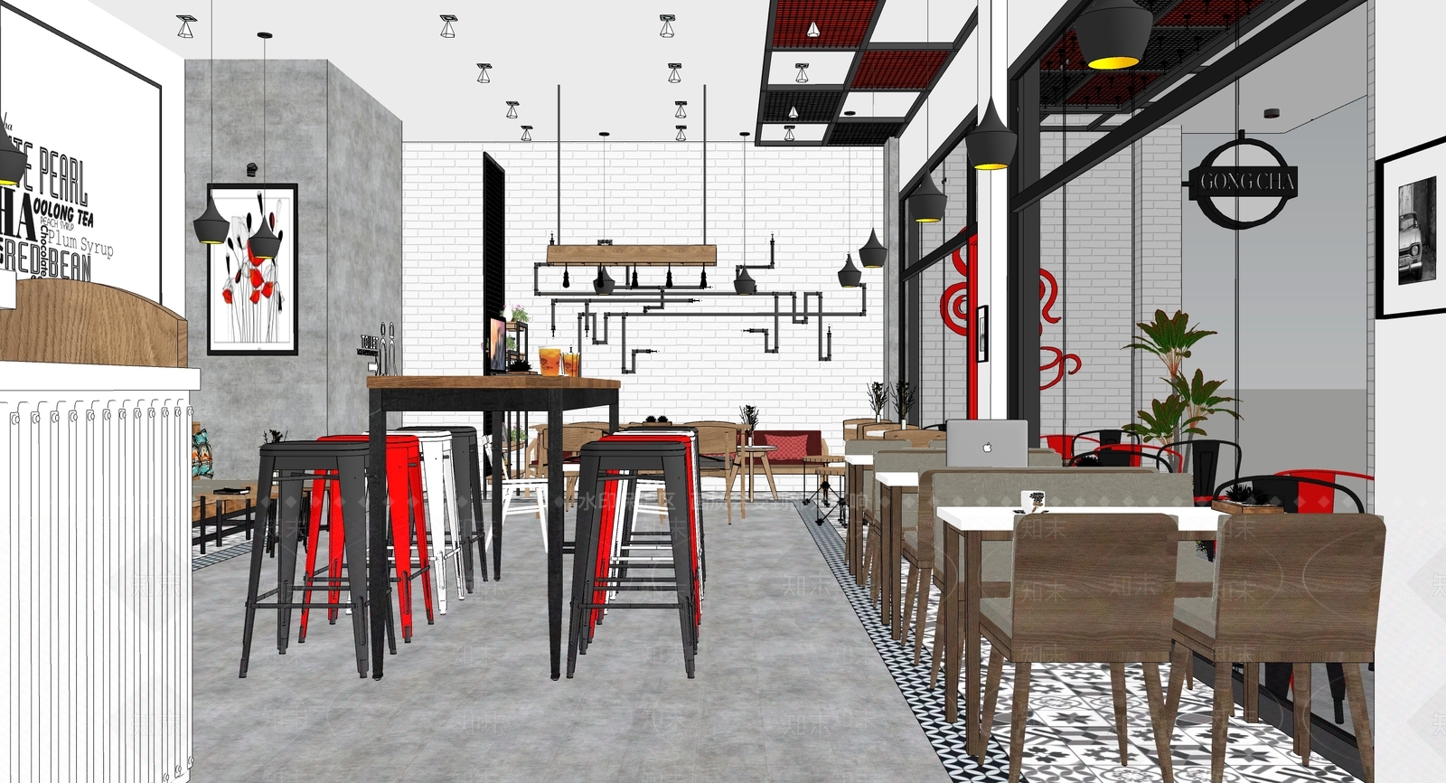 现代凉茶店SU模型下载【ID:899129386】