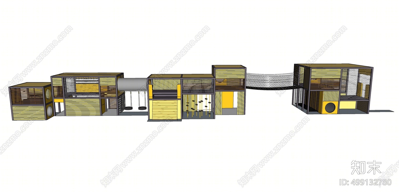 现代方块儿童游乐设施SU模型下载【ID:499132780】