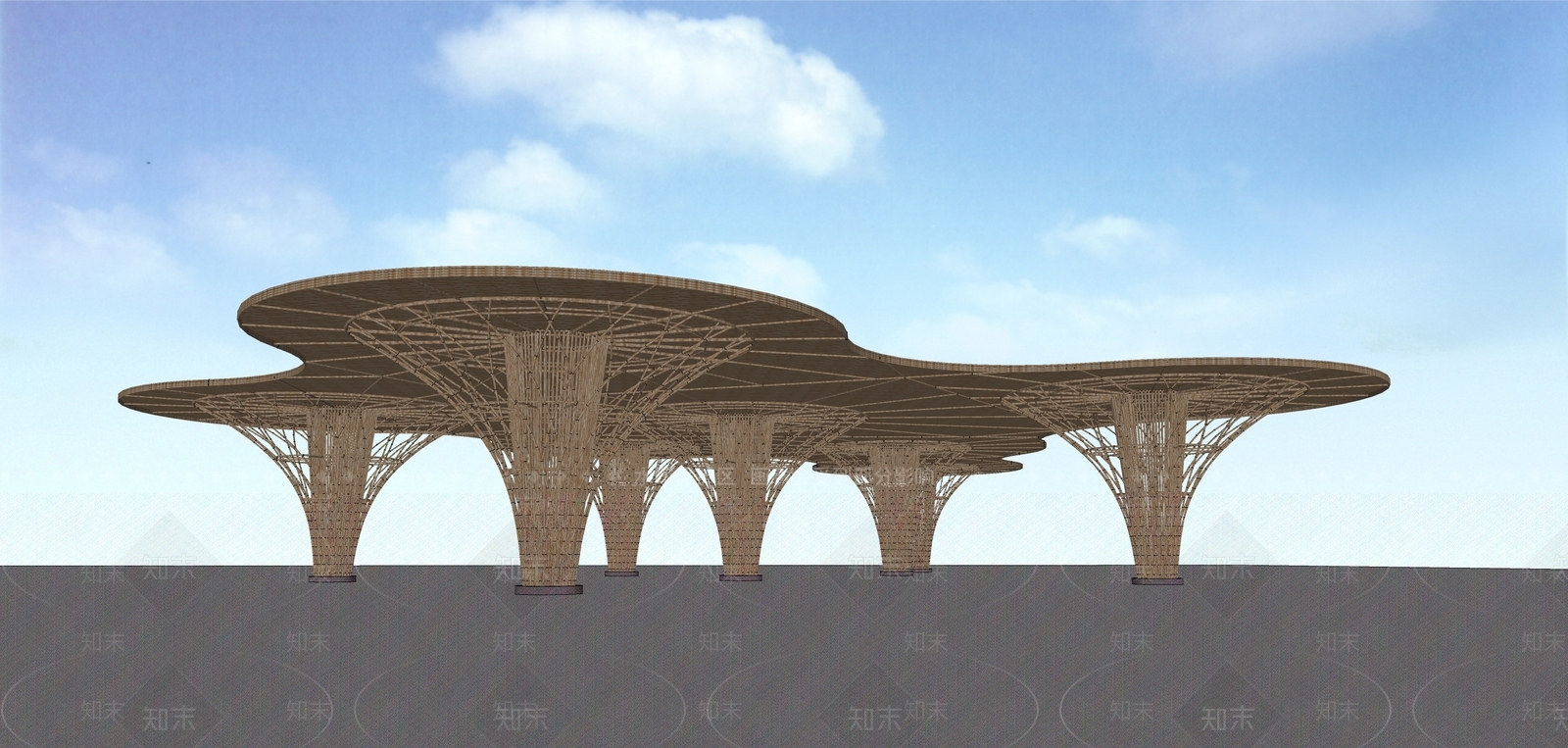 新中式竹子景观竹亭SU模型下载【ID:499133810】