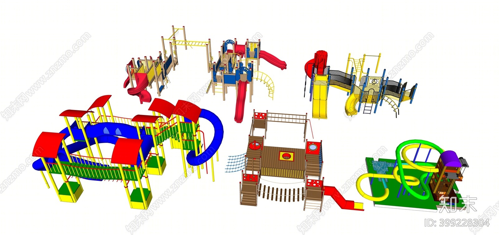 现代儿童游乐园活动游乐设施设备SU模型下载【ID:399228304】