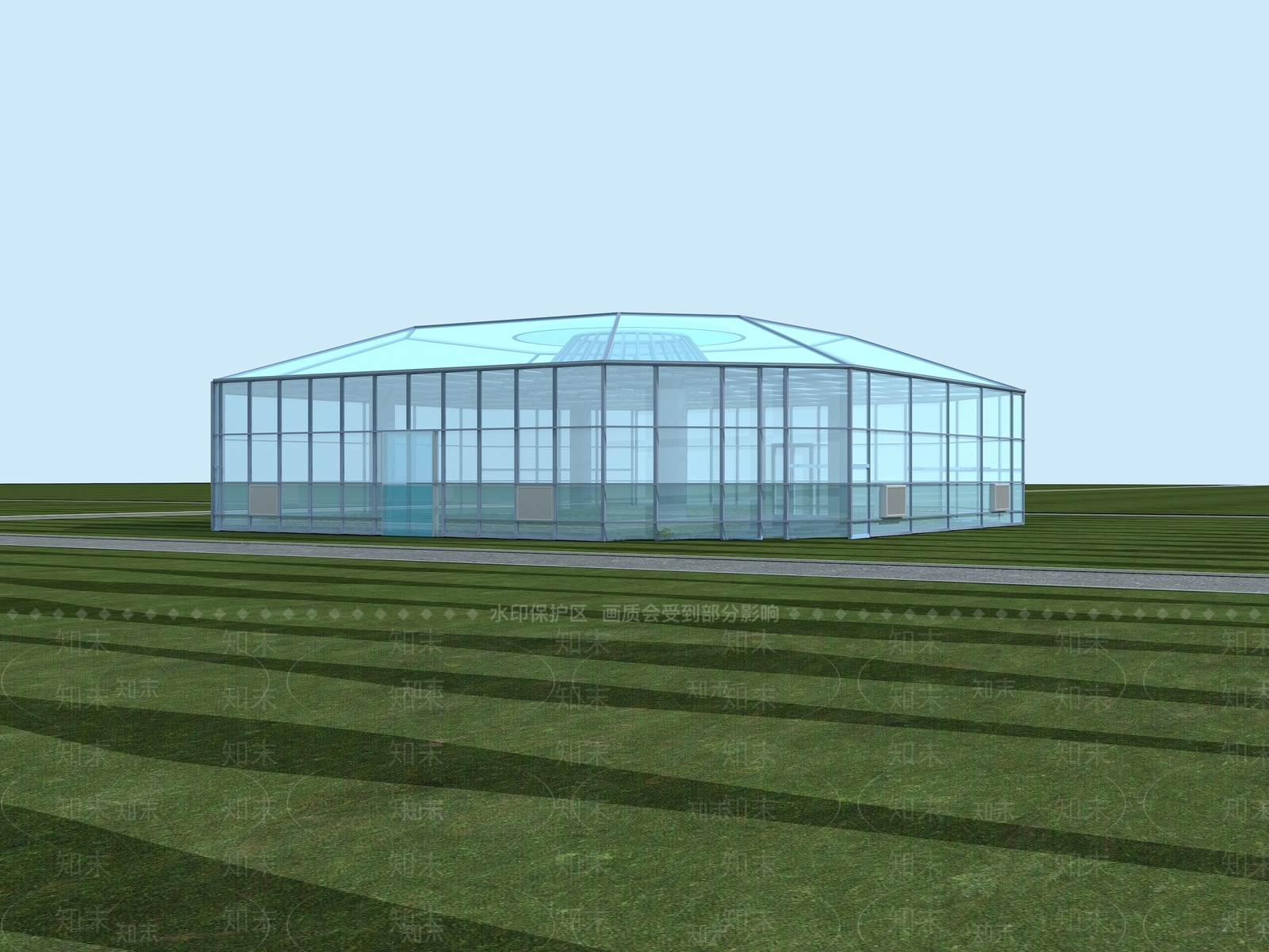 现代钢结构蔬菜大棚3D模型下载【ID:599140475】