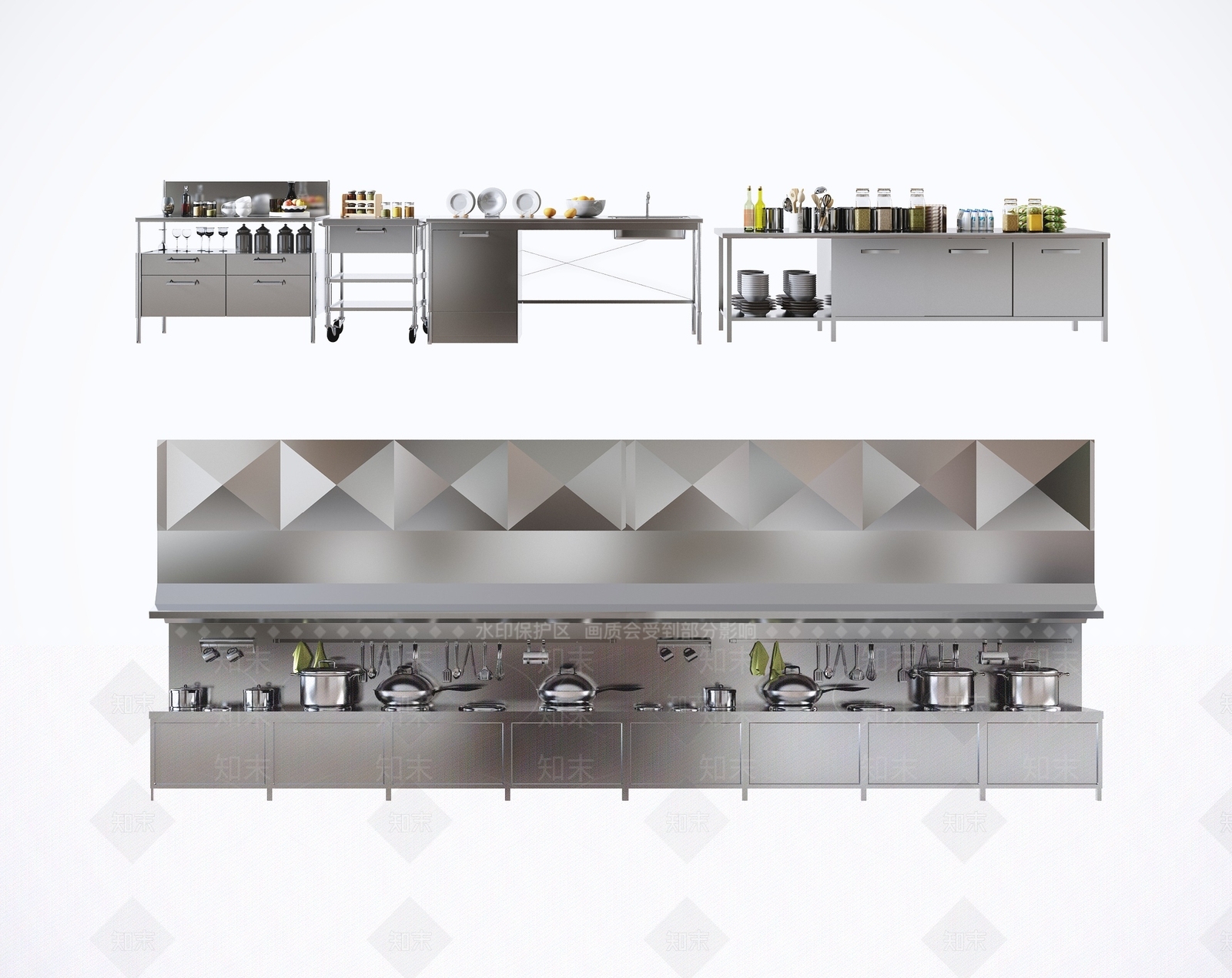 现代厨房灶台3D模型下载【ID:899152759】