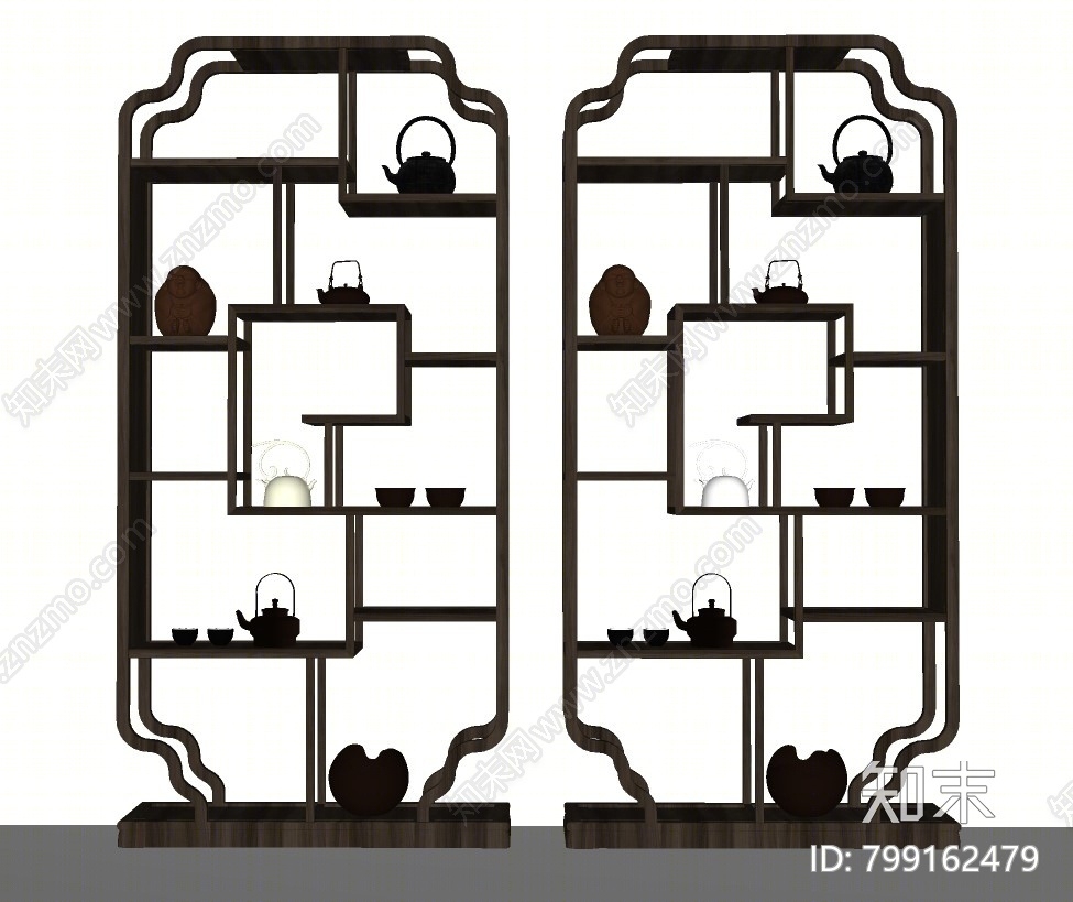 新中式博古架SU模型下载【ID:799162479】