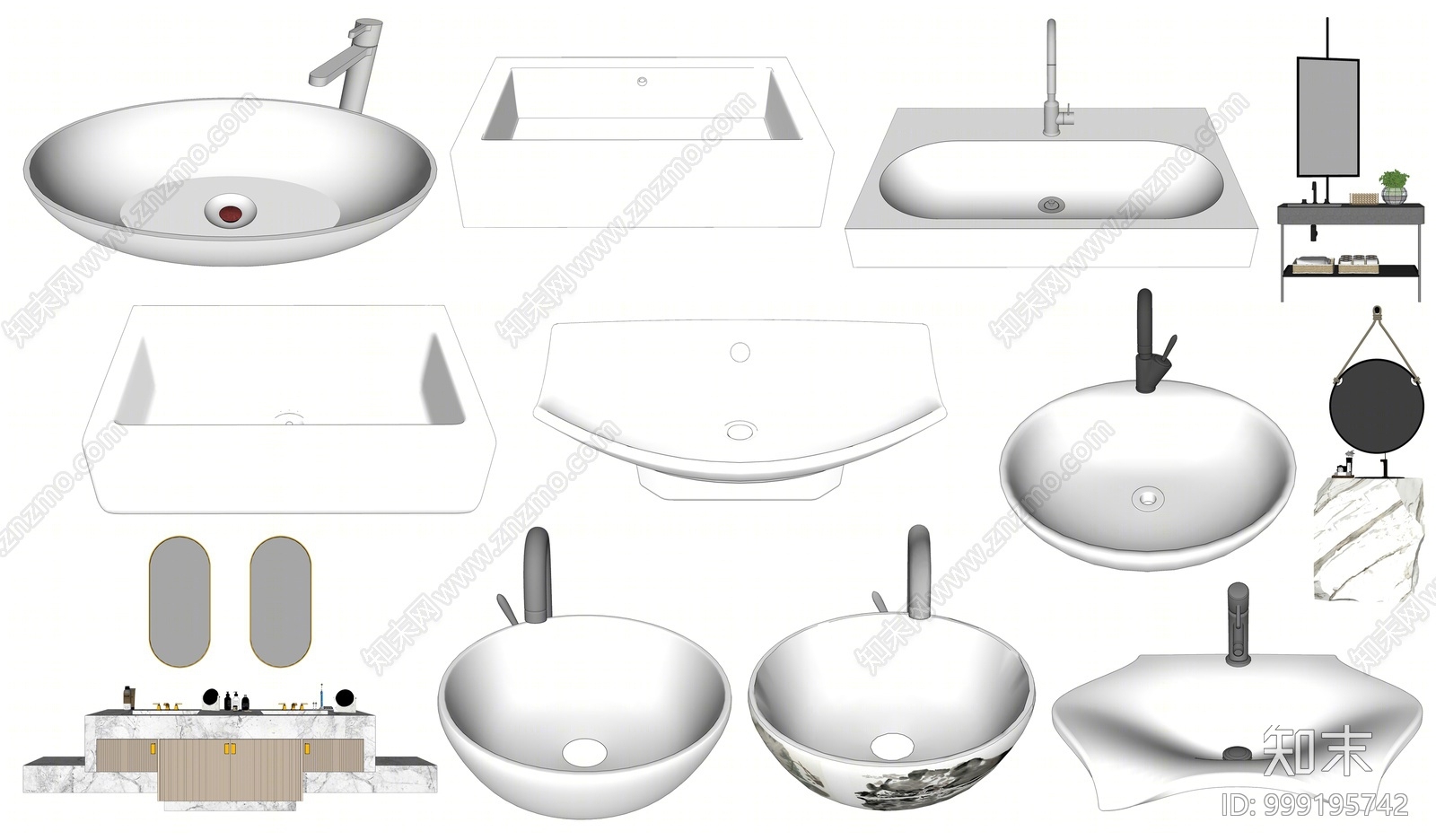 洗面盆SU模型下载【ID:999195742】