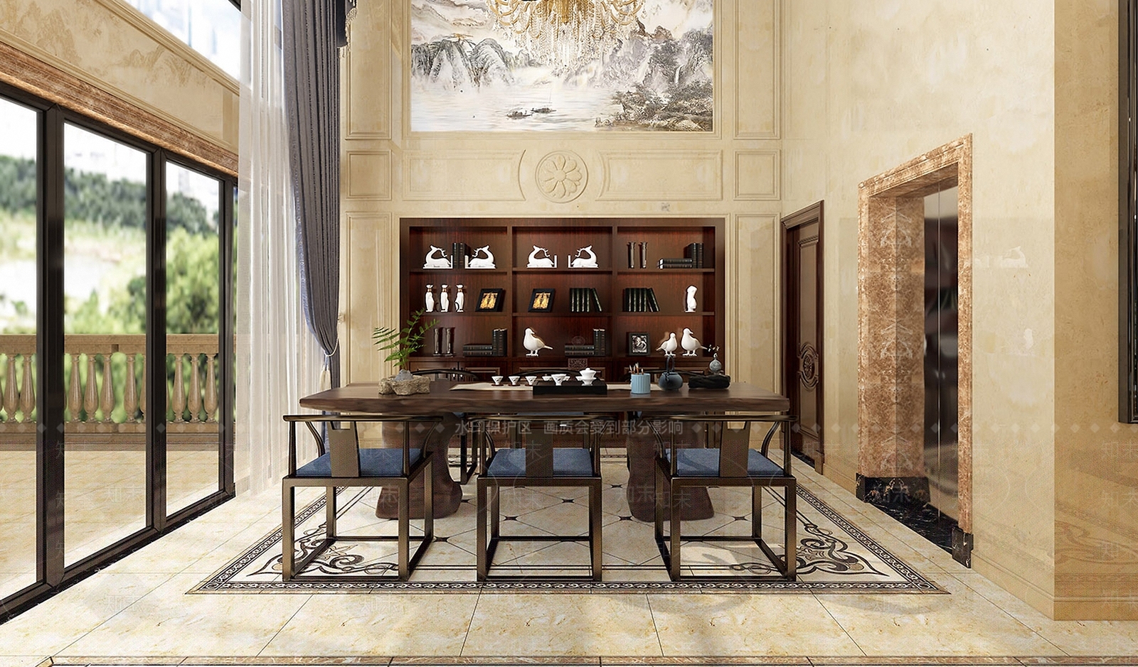 简欧茶室3D模型下载【ID:199170995】