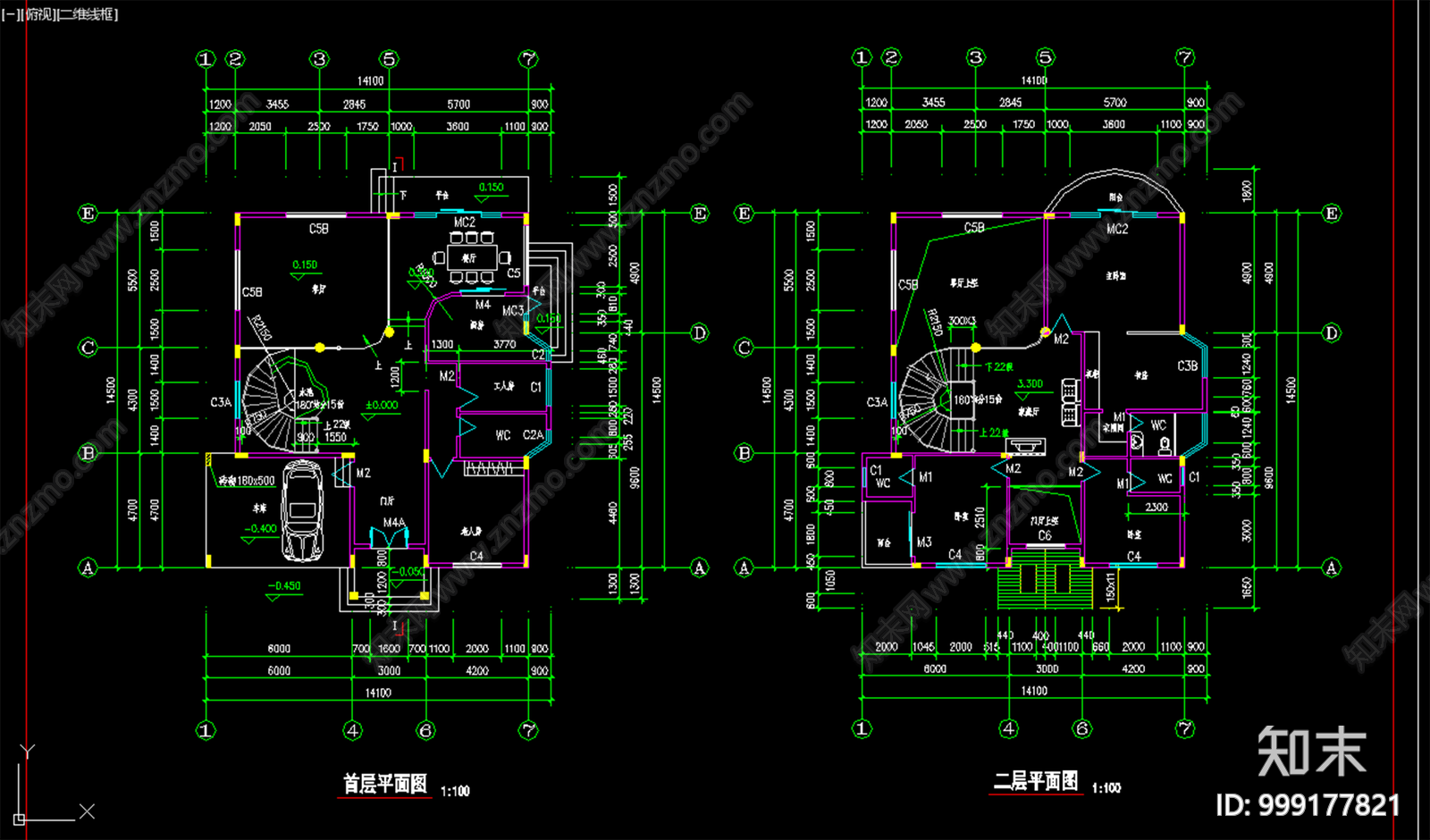 某独立别墅建筑cad施工图下载【ID:999177821】