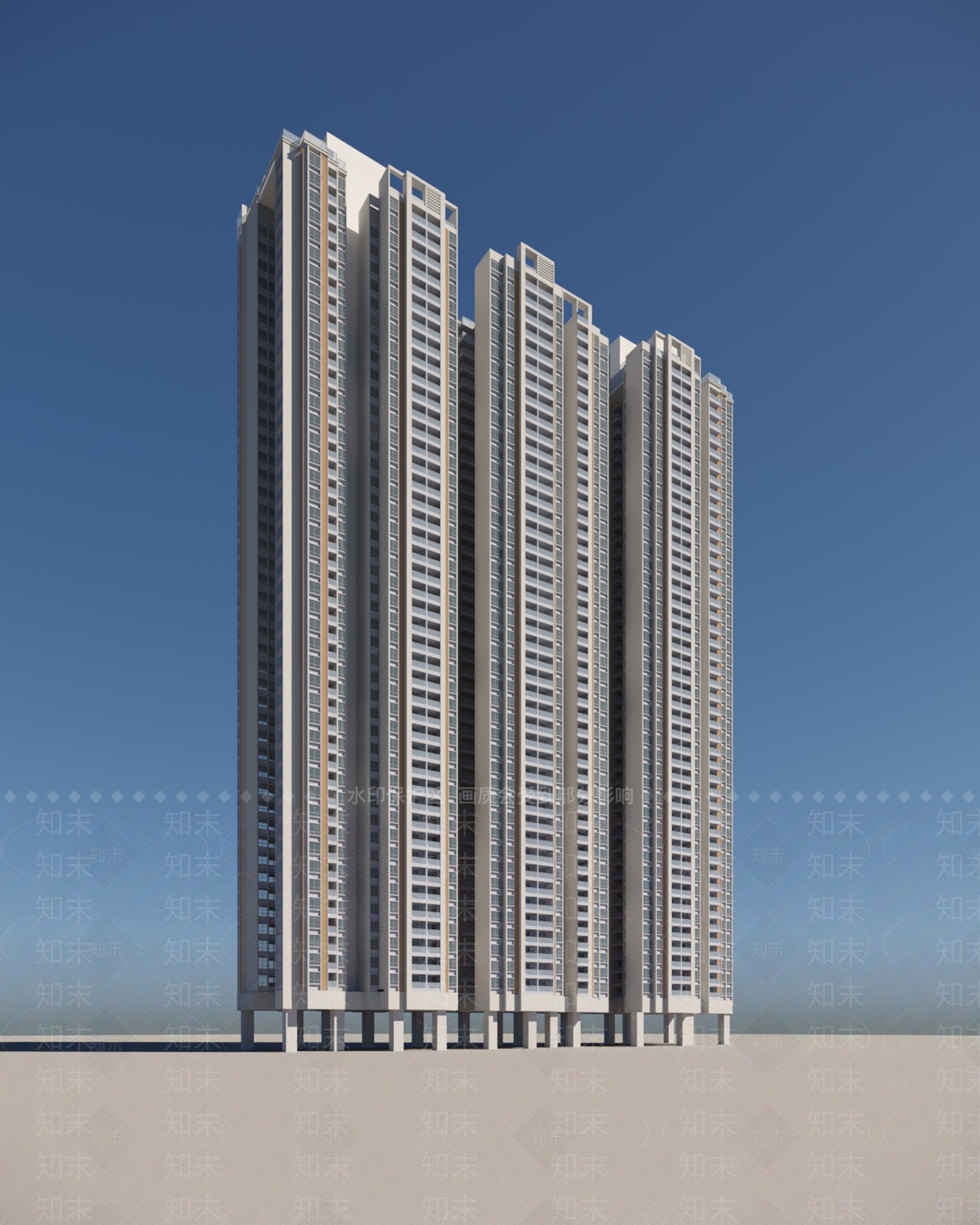 现代超高层住宅3D模型下载【ID:199182171】