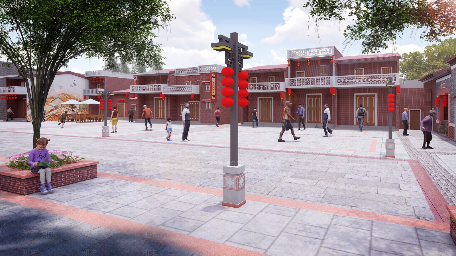 新中式商业街SU模型下载【ID:399211858】
