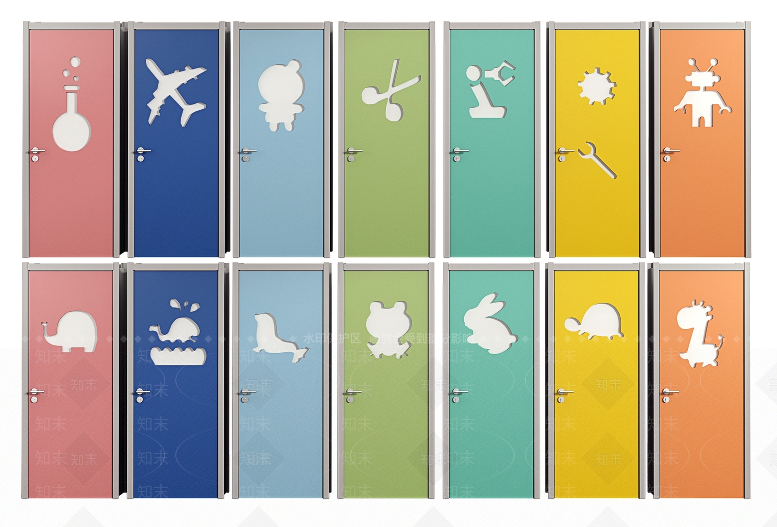 现代幼儿园室内单开门3D模型下载【ID:699211782】