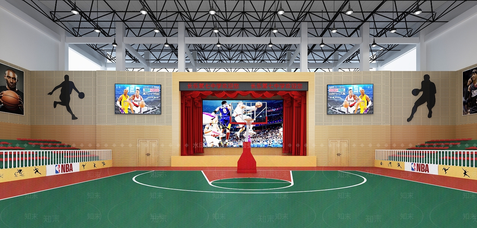 现代篮球场3D模型下载【ID:399218839】