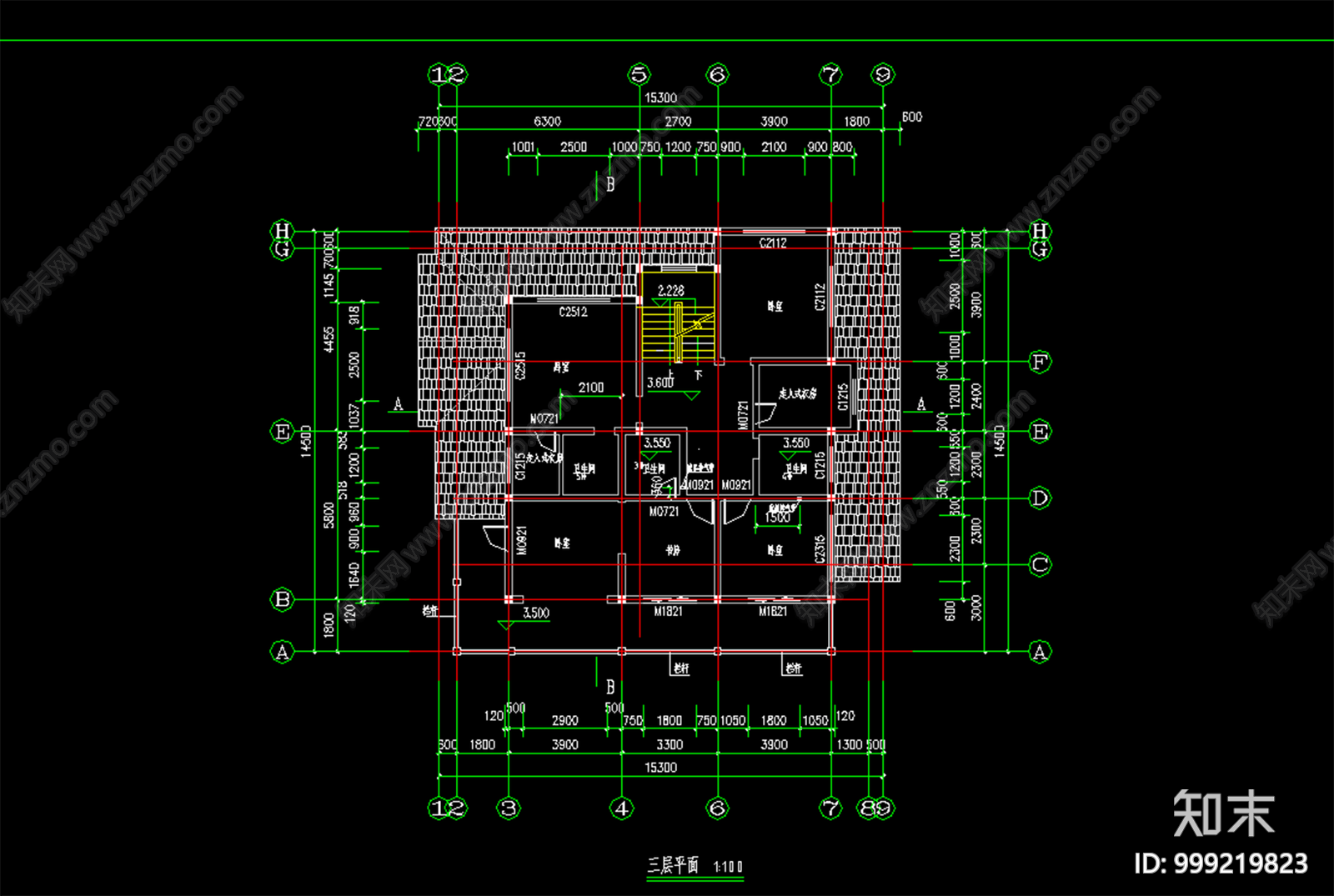 三层小别墅建筑cad施工图下载【ID:999219823】