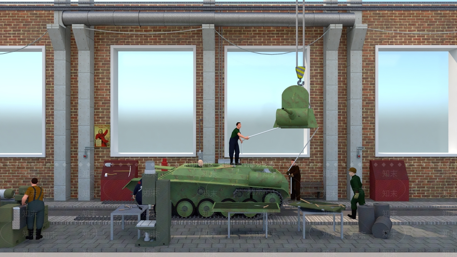 工业坦克修理厂SU模型下载【ID:899219374】