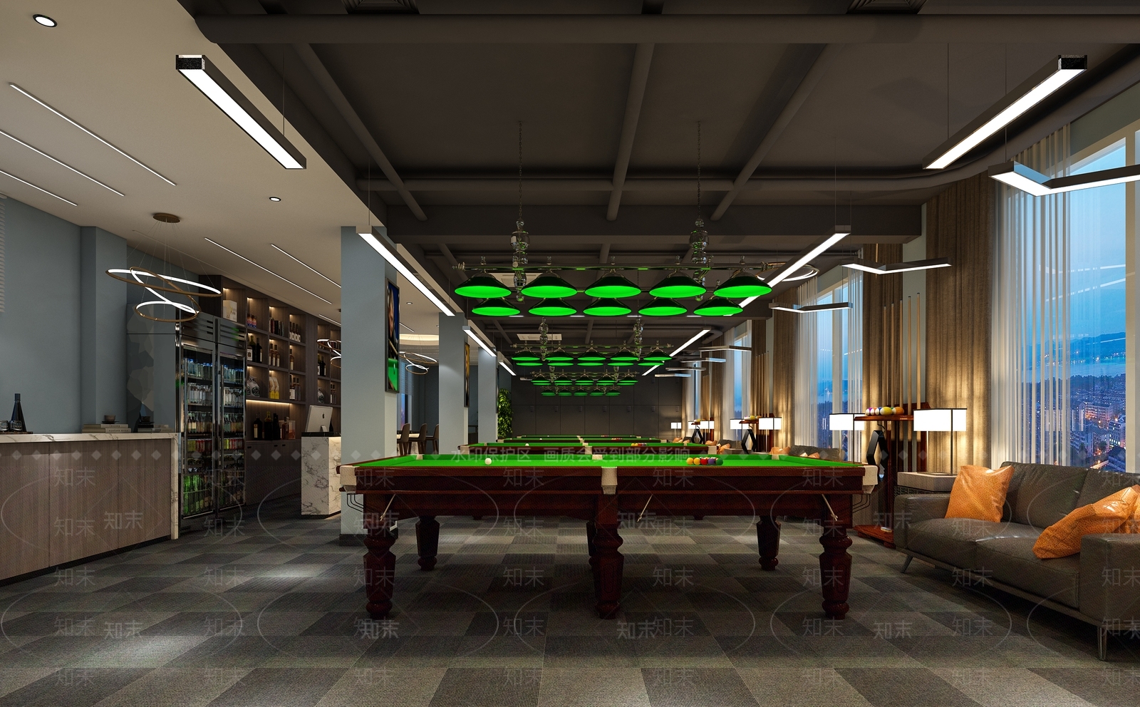 工业风桌球室3D模型下载【ID:999225973】