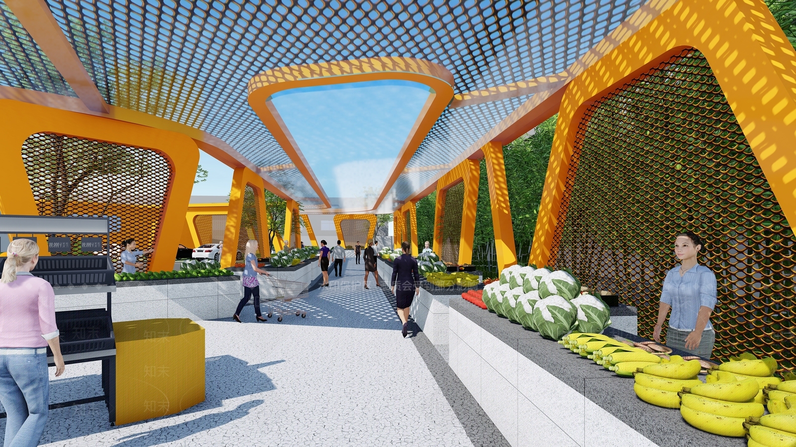 现代农贸市场SU模型下载【ID:499229024】