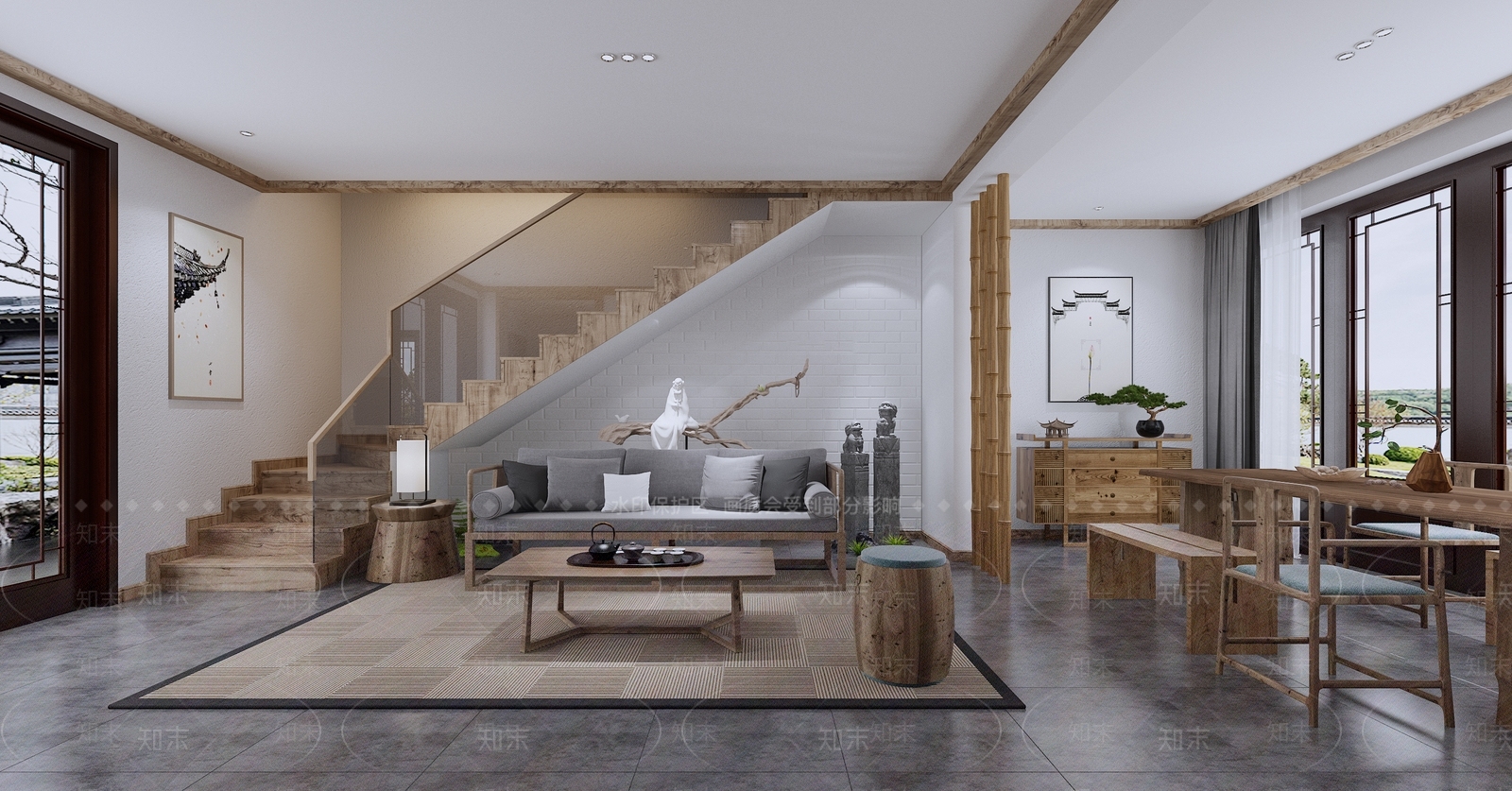 新中式民宿3D模型下载【ID:999246640】