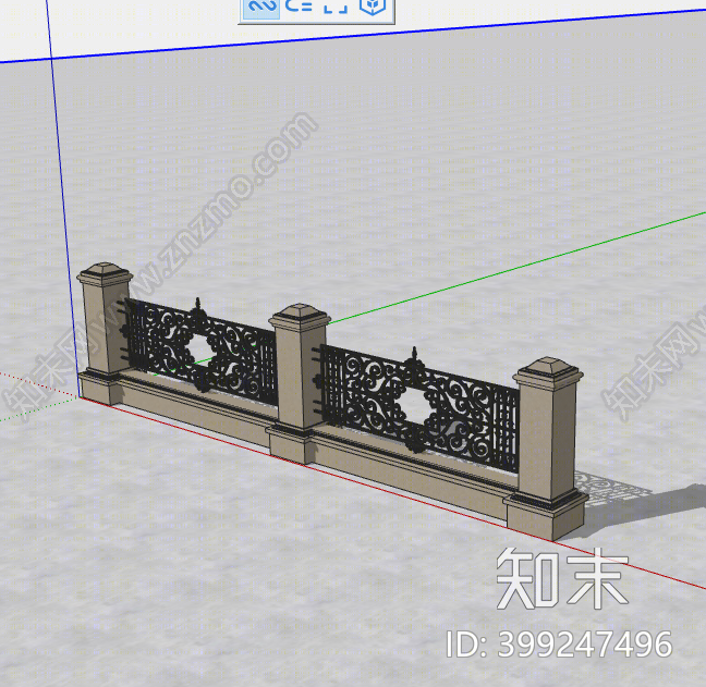 欧式铁艺栏杆围墙SU模型下载【ID:399247496】