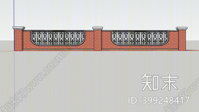 欧式铁艺栏杆围墙SU模型下载【ID:399248417】